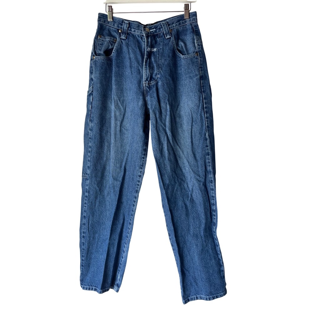 Vtg Boss by IG Design Baggy Denim Jeans Blue Embroidered 90s Streetwear 30x32